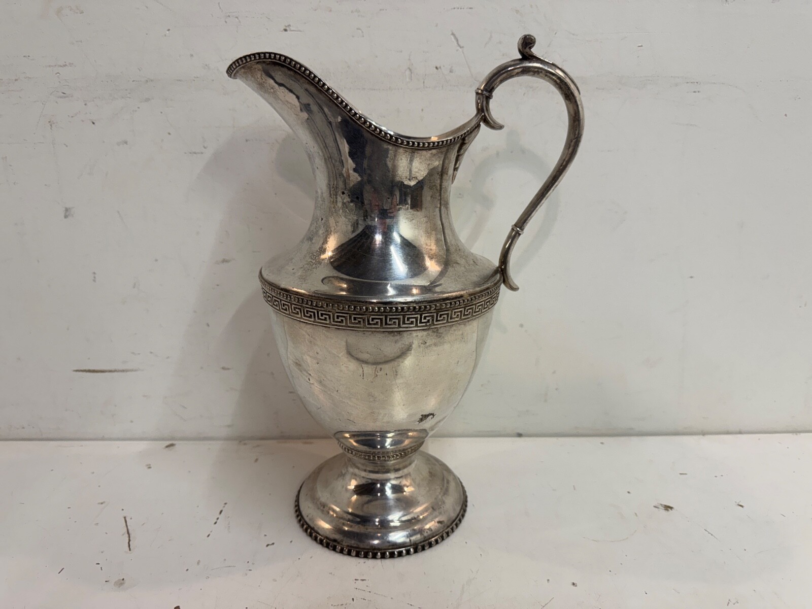 Vintage Rogers Smith Silver Plate Pitcher Pattern 1790 w/ Greek Key Decorations