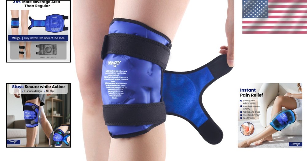Full Coverage Gel Cold Pack for Knee Surgery Recovery - Adjustable & Flexible
