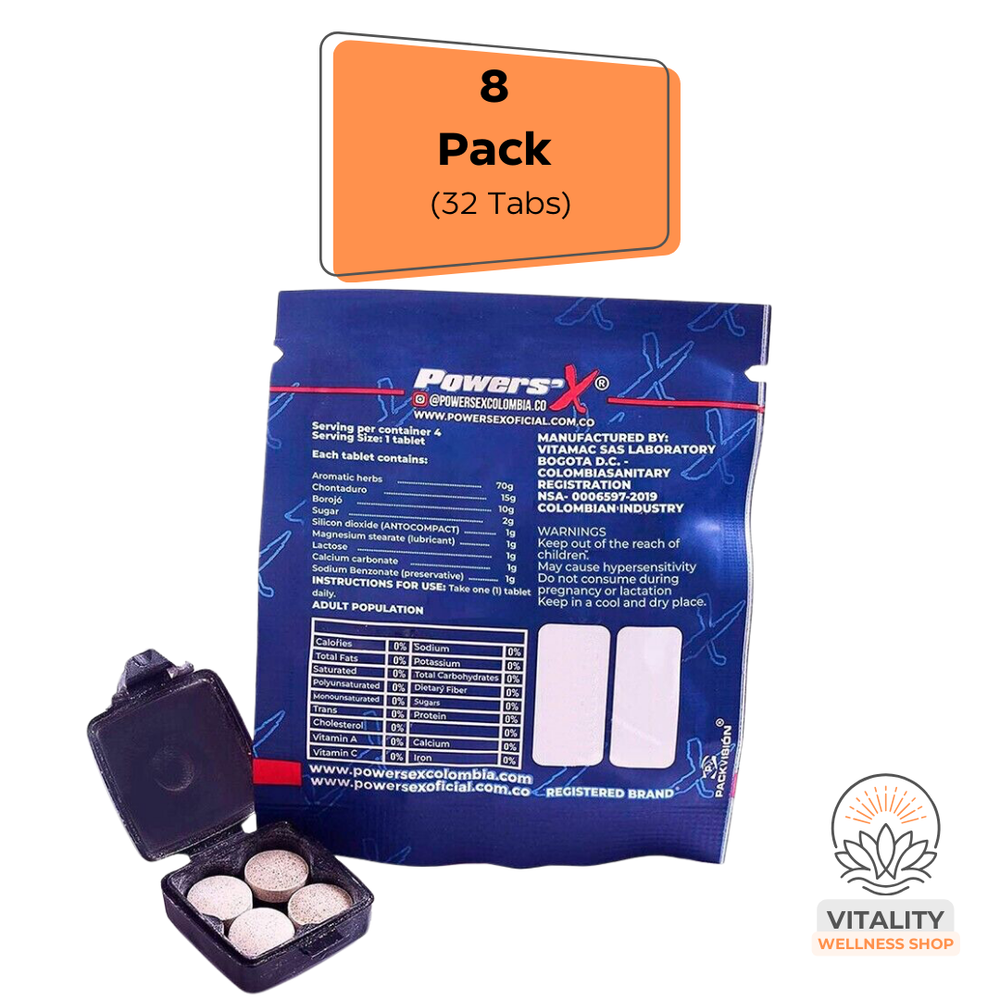Powers'x Men's Vitality Support Natural Supplement 8 Pack (32 Tabs)