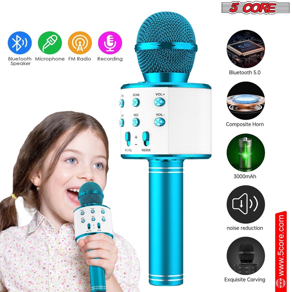 5 Core Microphone Wireless Karaoke Mic with Speaker Portable Bluetooth Microfono
