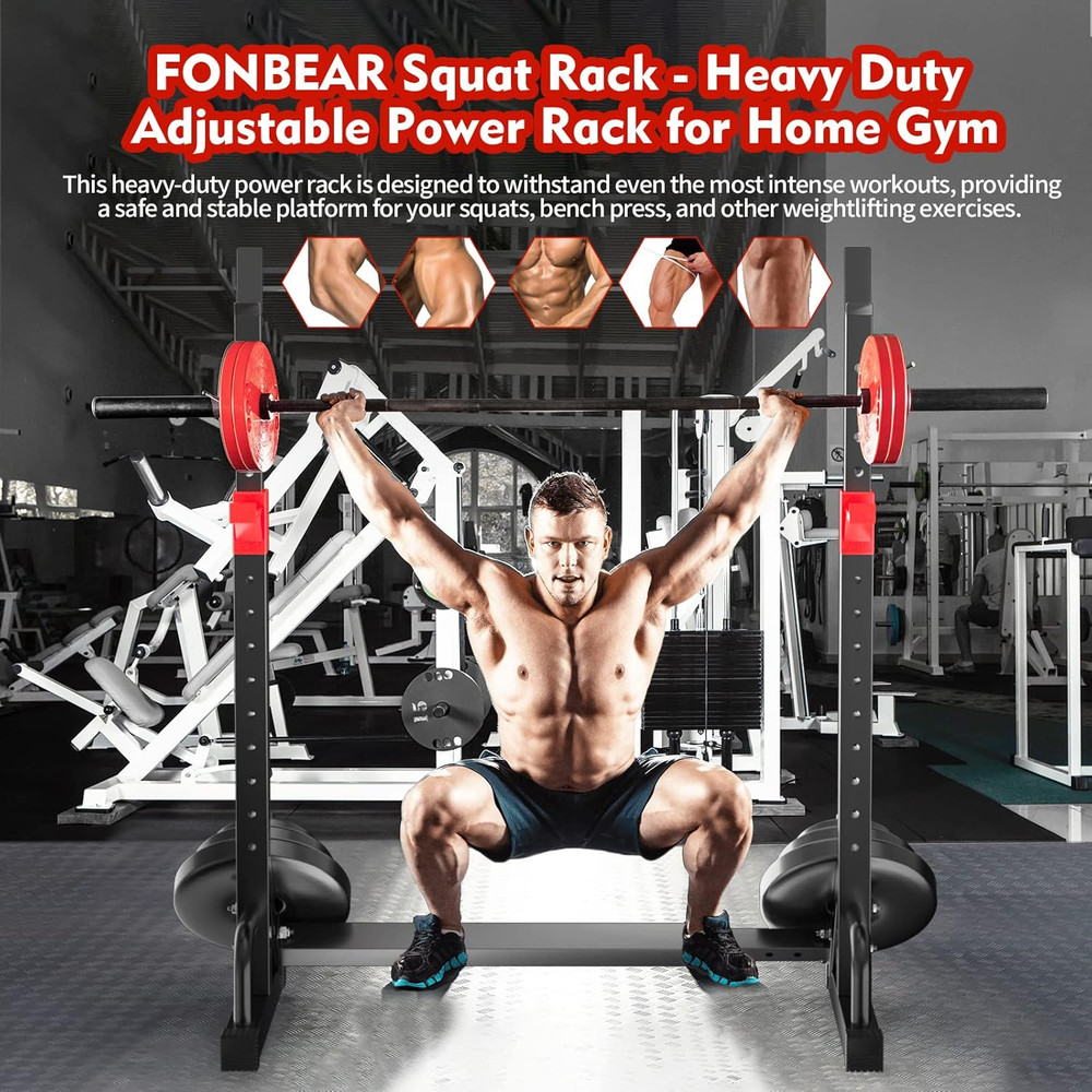 Adjustable Squat Rack, Barbell Rack, Bench Press 550 LBS Max Load Multi-Function