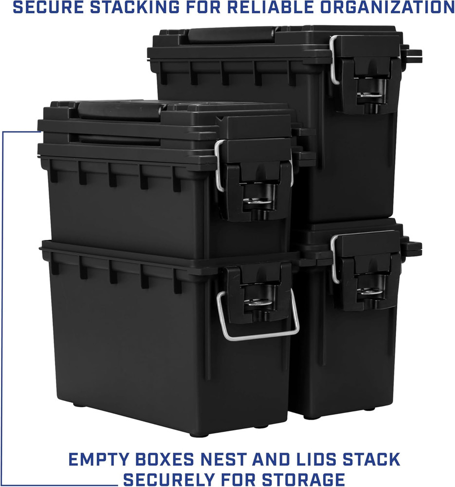 Sheffield 12629 Ammo Storage Box, Stackable .30 Cal Field Boxes, Water and Dust
