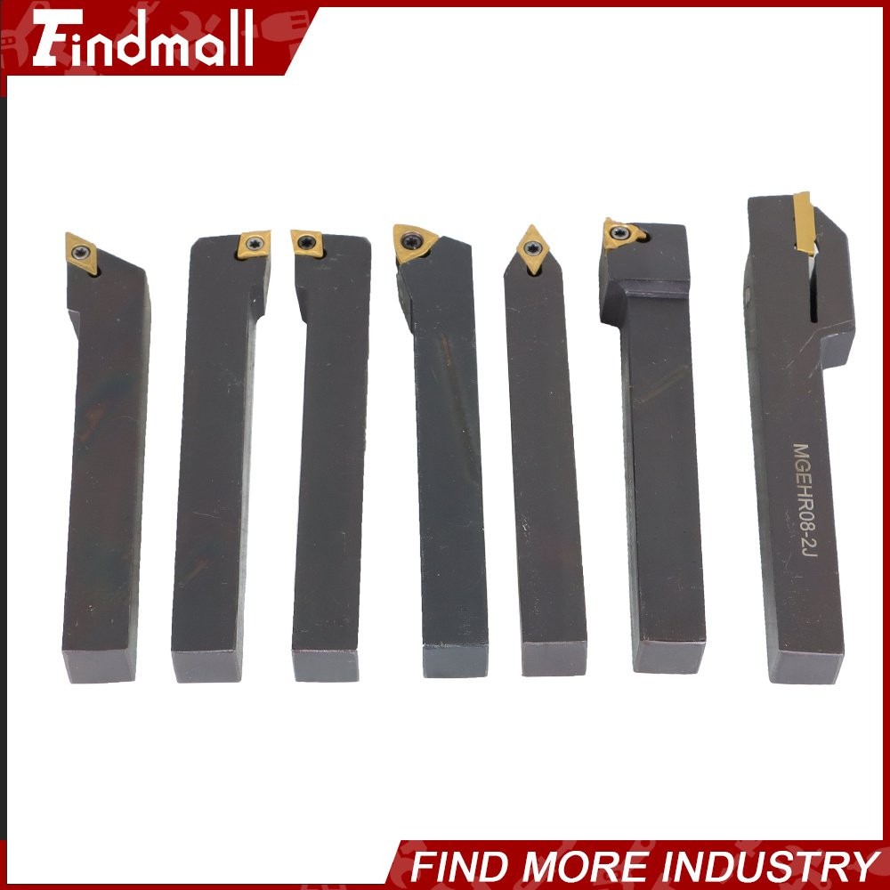 7Pcs 1/2" Lathe Tool Bit Thread Insert+Holder Set Carbide Indexable Turning Tool