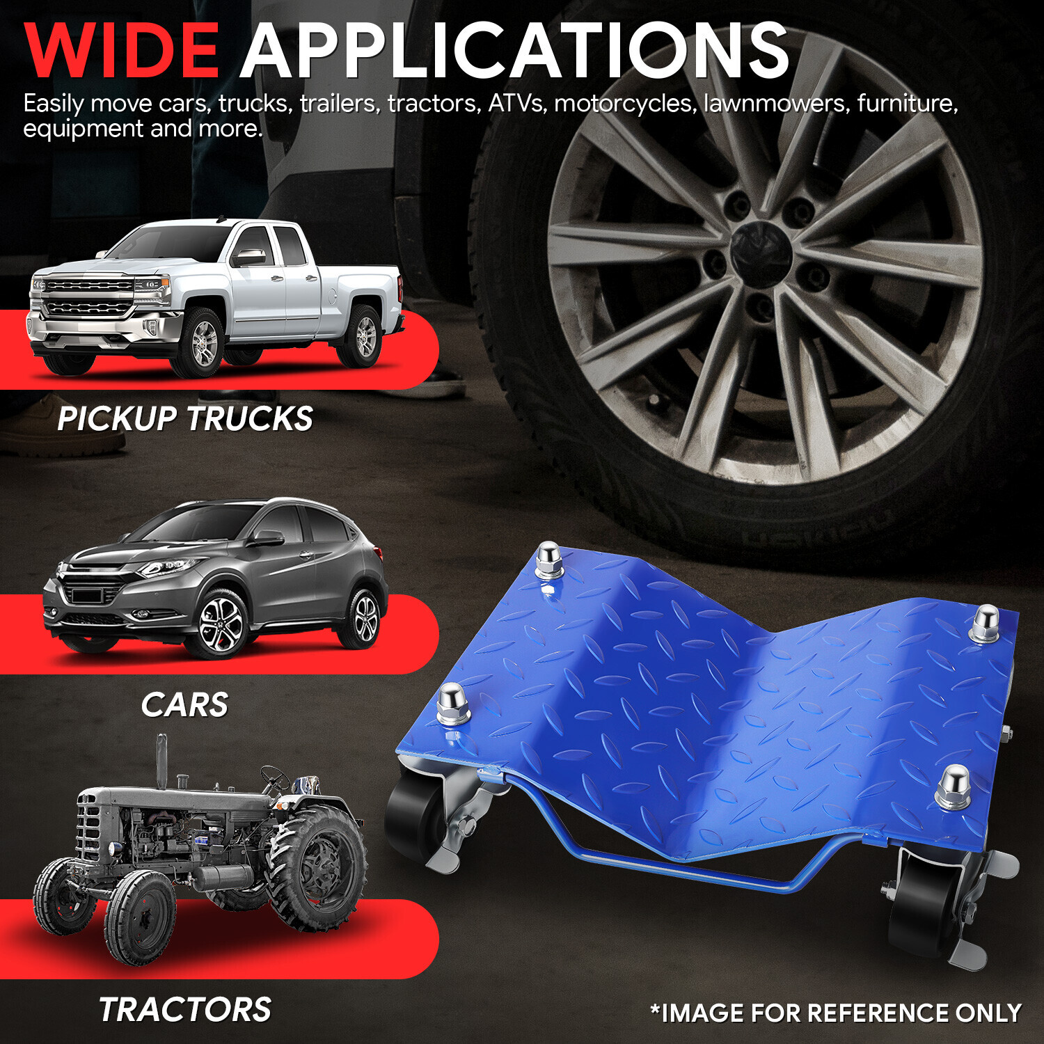 [4PCS] 6000lbs.Heavy Duty Skate Car Tire Wheel Dollies Auto Repair Slide Blue