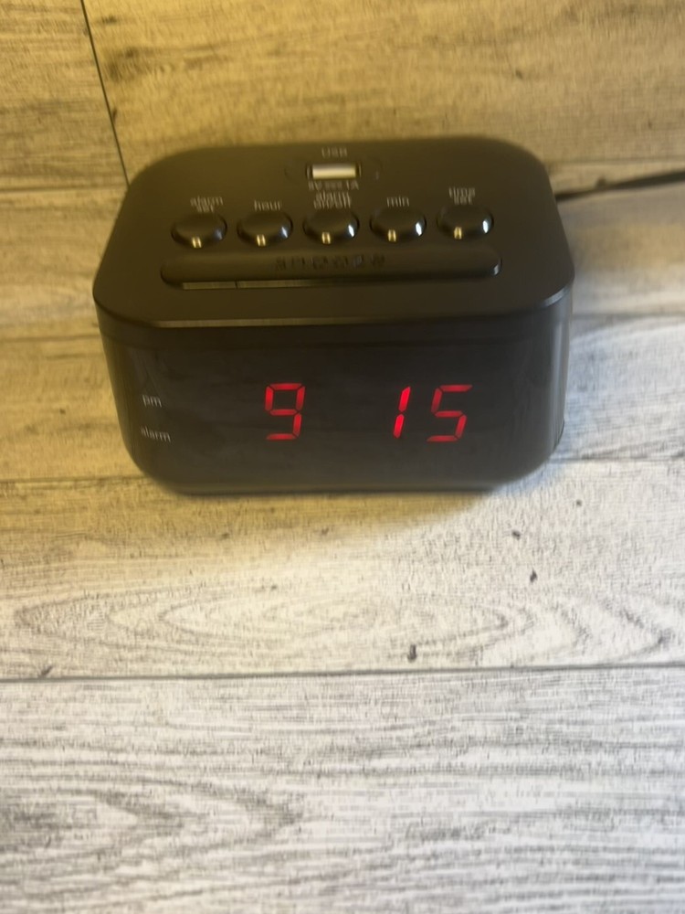 Sharp 5” Intertek Alarm Clock with Display USB Battery Backup Time Set SPC-235