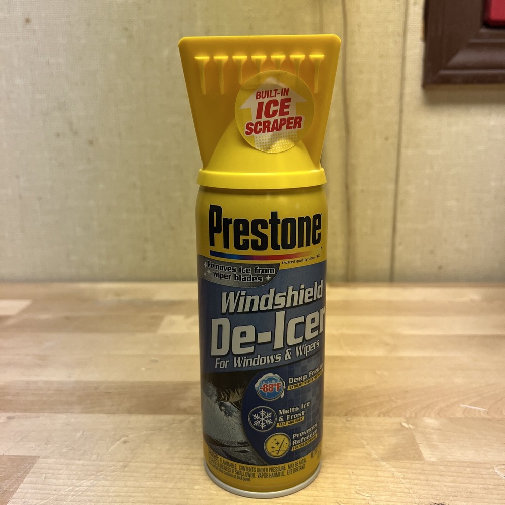Prestone Windshield De-Icer Aerosol Scraper Top 11 Oz Each (12 PACK)