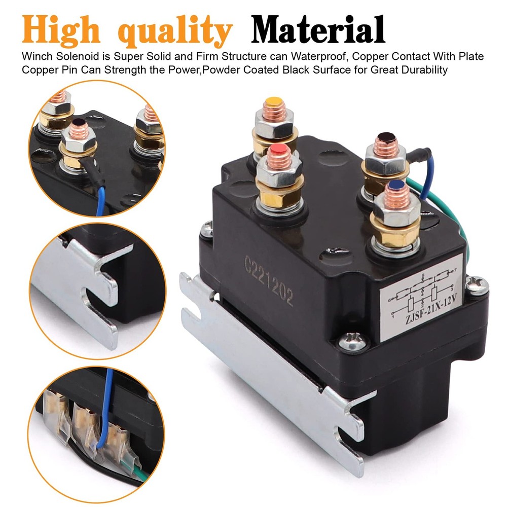 12V 250A Winch Solenoid Relay Contactor with 2Pcs Wireless W/ Controller