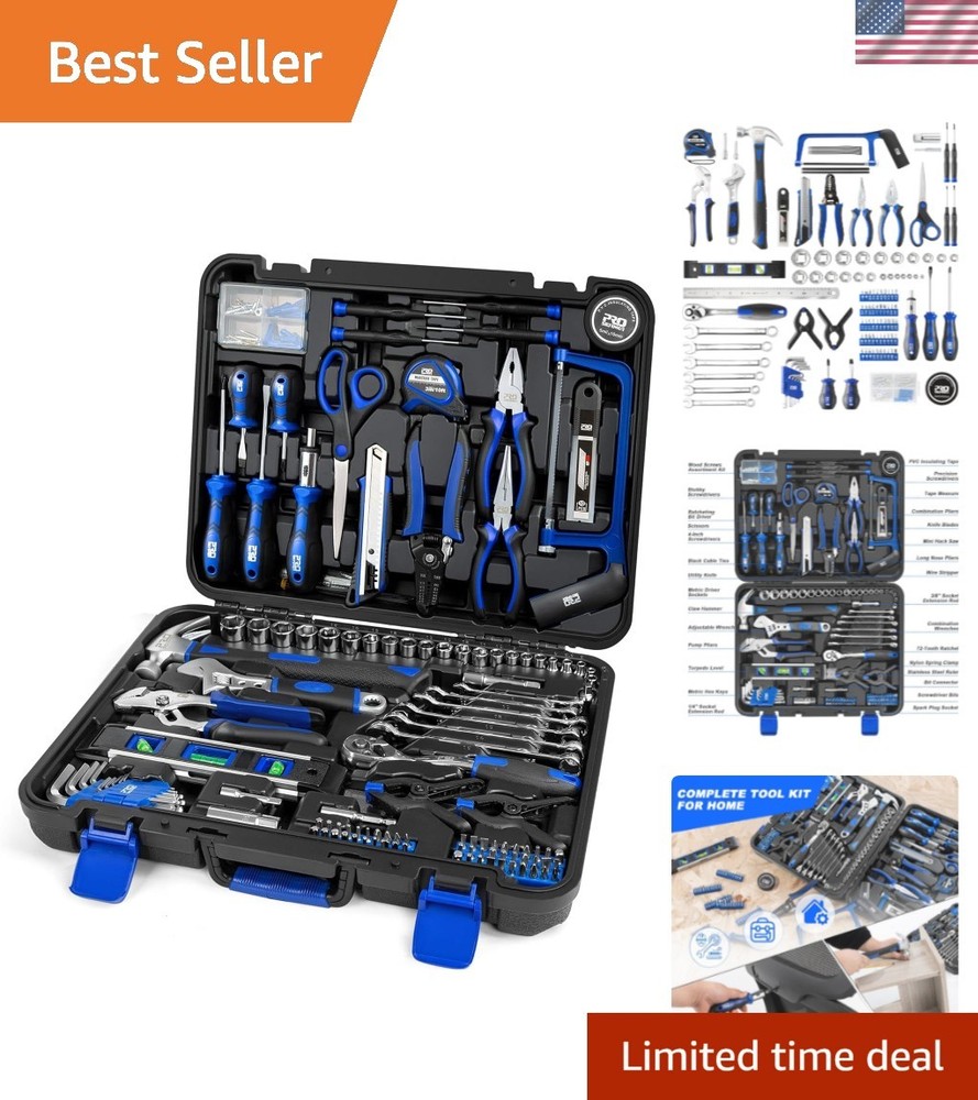259-Piece Tool Kit, General Household Hand Tool Set with Plastic Storage Tool...
