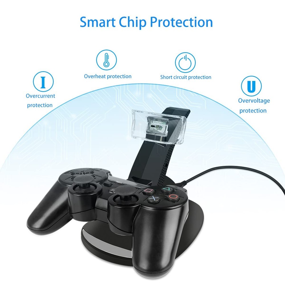 Vseer Ps3 Controller Charger, Dual Console Charger Charging Docking Station Stan
