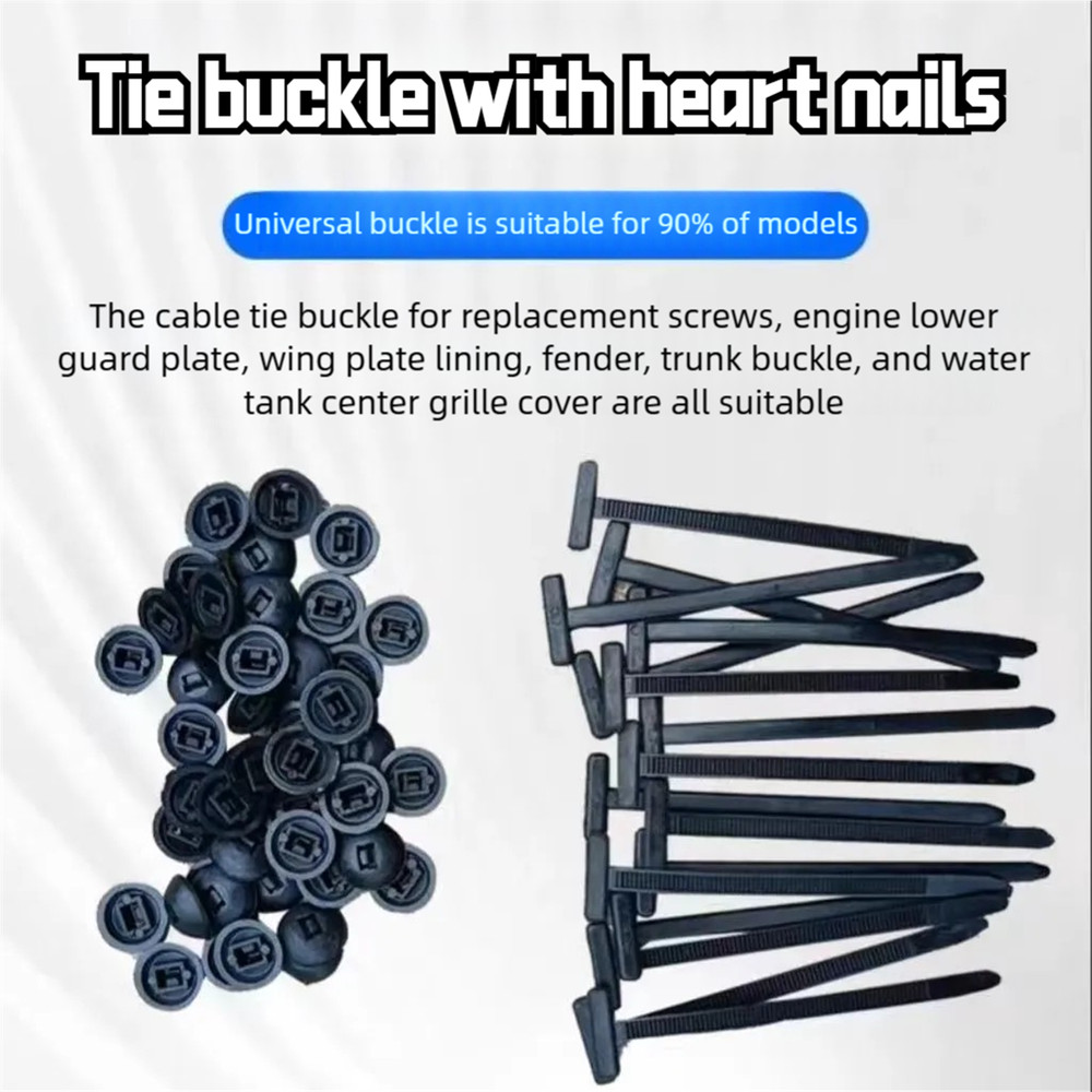 Nylon Universal Cable Tie Buckle, Self-Locking Zip Ties with Pin & Button