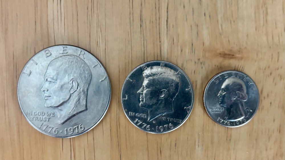 1976 -D Bicentennial Dollar & Half Dollar & Quarter.