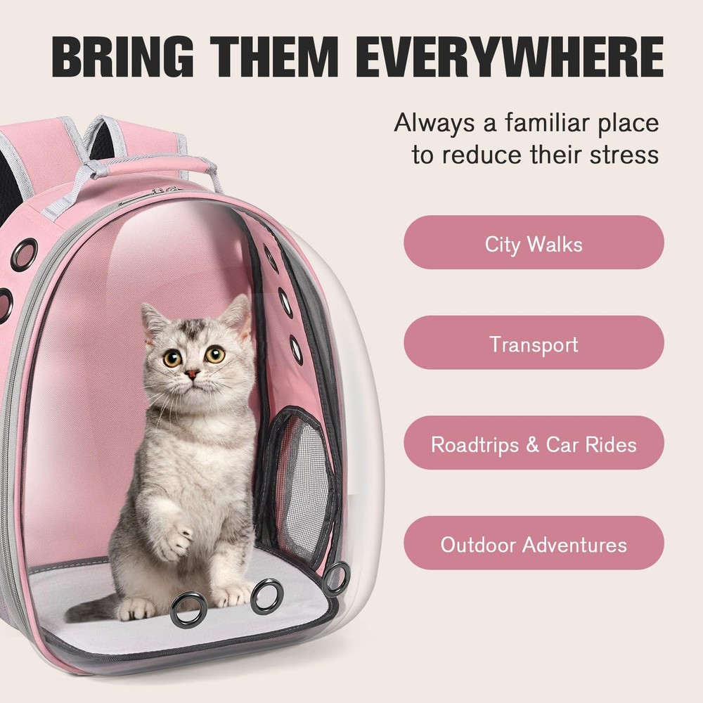 Cat Carrier Backpack, Pet Carrier Backpack Front Pack for Small Medium Cat Pink