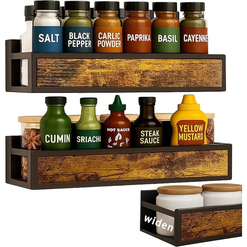 Wall Mount Spice Rack Organizer Easy Installation Durable Kitchen Storage New