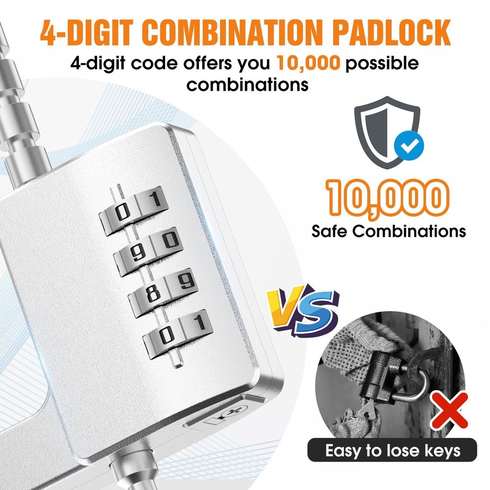 Cabinet Lock with Combination, Adjustable U-Shaped Combination Cabinet Lock L...