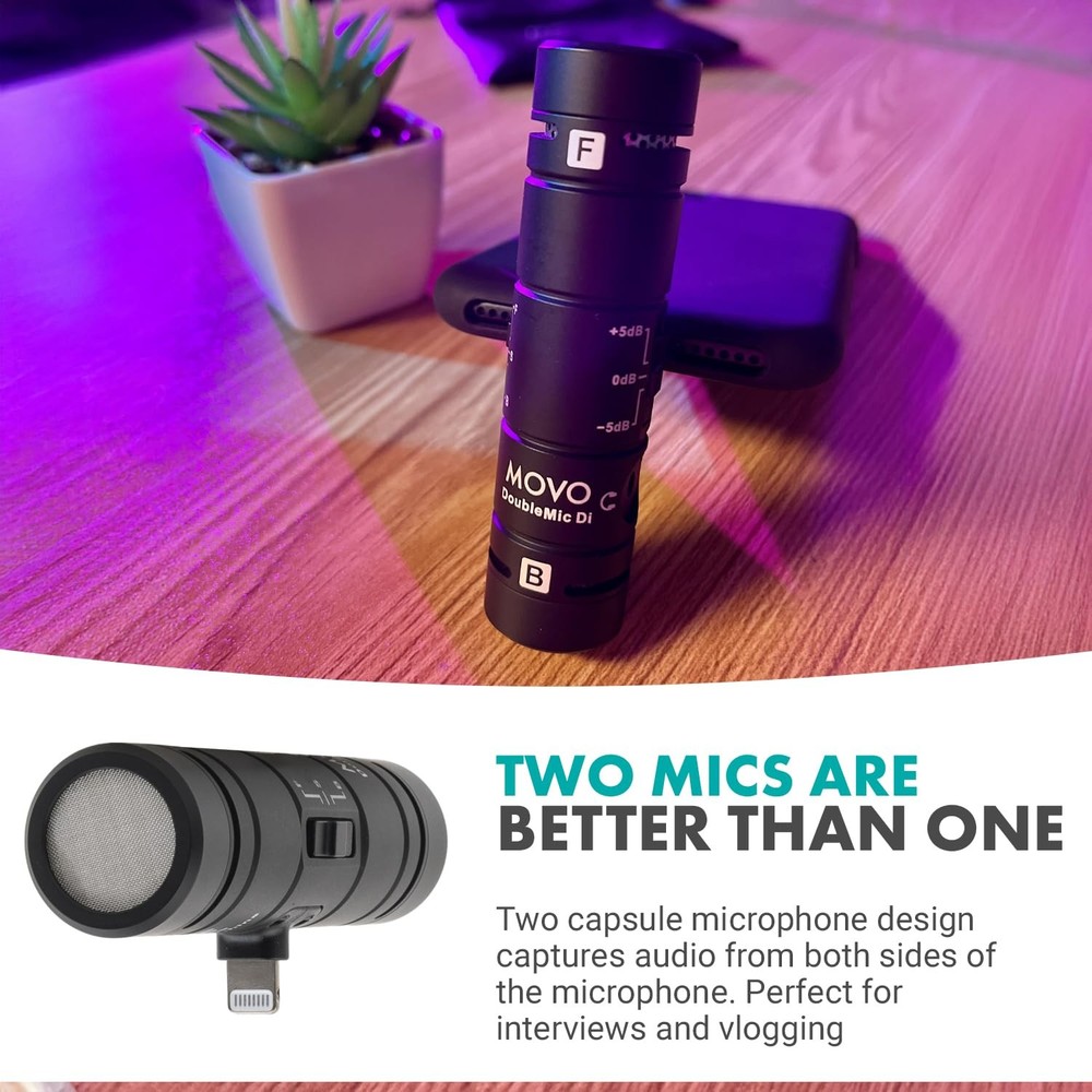 DoubleMic-DI Dual Capsule Microphone for iPhone- -Sided Cardioid Condenser Mi...