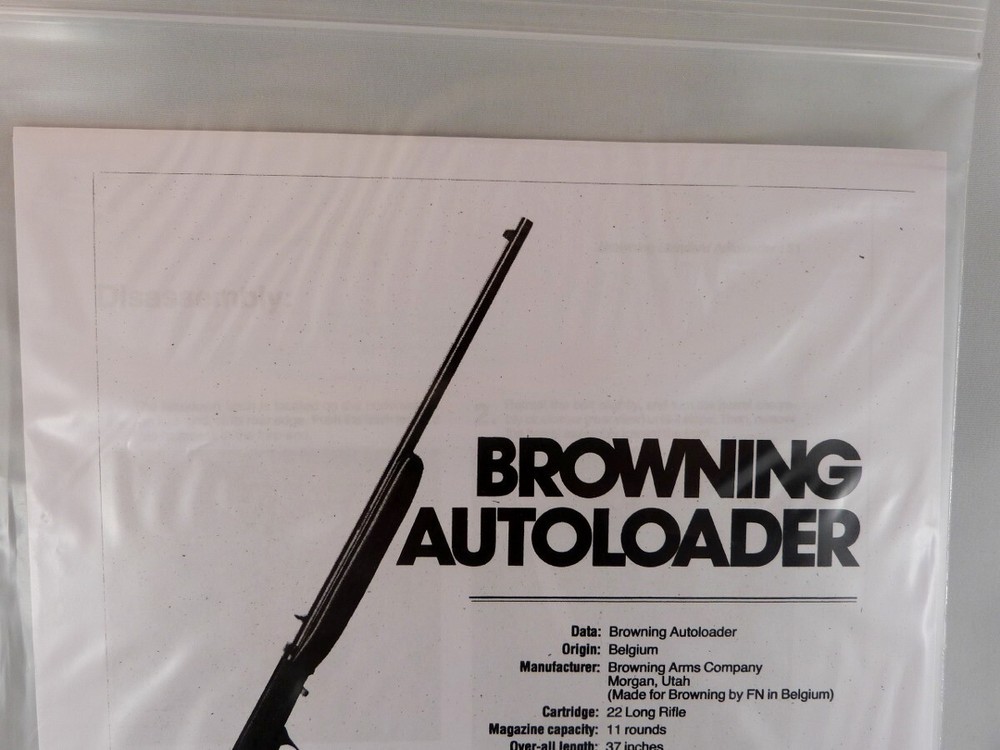 BROWNING AUTOLOADER RIFLE BREAK DOWN INSTRUCTION KIT