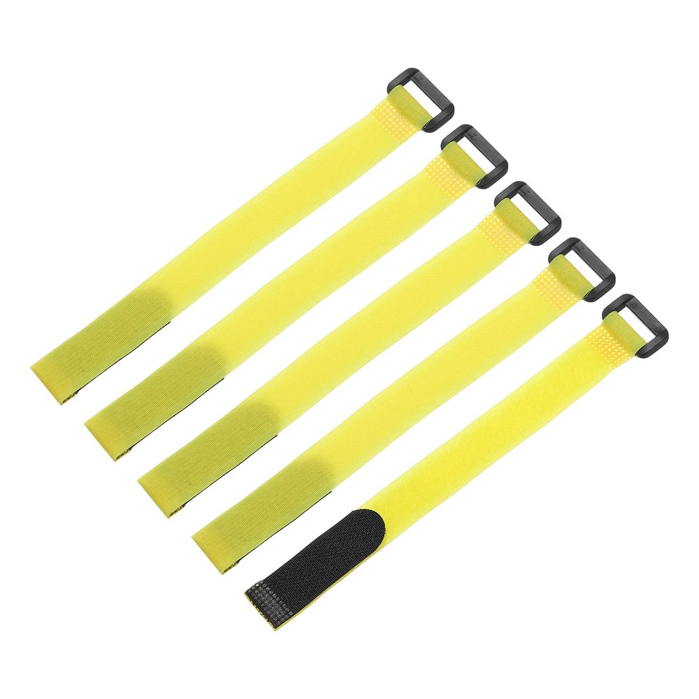 5 Pcs Battery Tie Down Straps, 0.8" x 10" Yellow Nylon Hold Down Hook Loop Strap