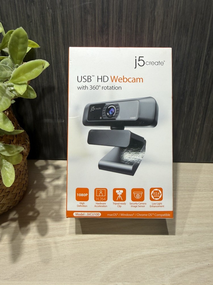 j5create USB HD Webcam with 360° Rotation Black sealed new