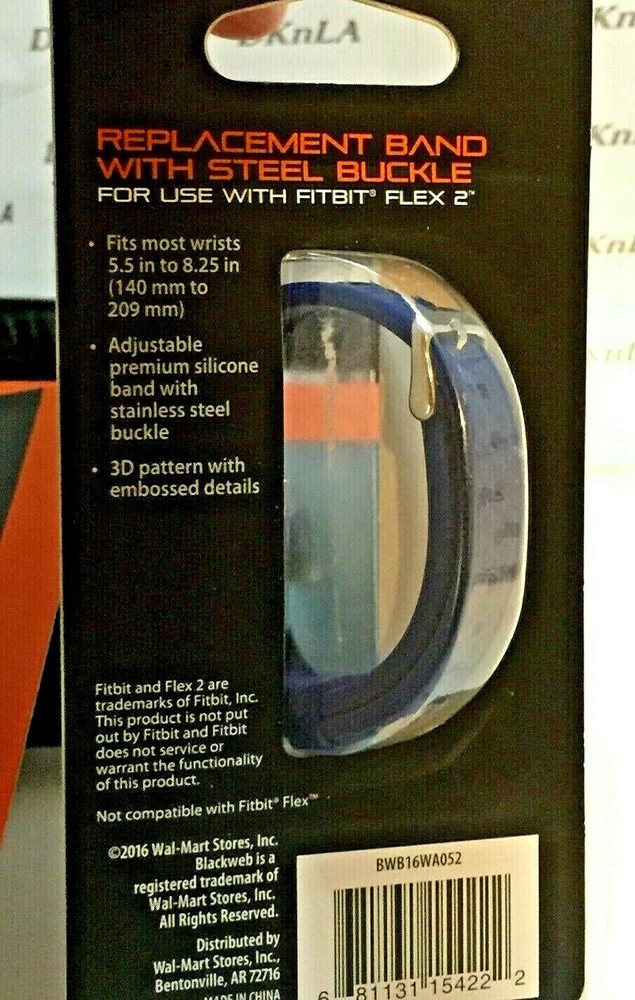 Solid Navy Blackweb REPLACEMENT Fitbit Flex 2 Band with Silver Steel Buckle NIP