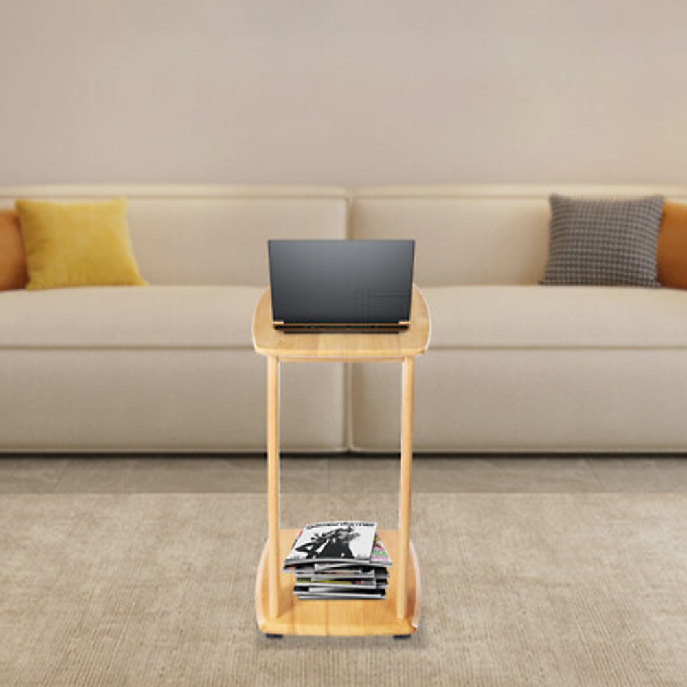 C Shaped End Table Small Side Sofa Table Sofa End Table Laptop Table Wheels Home