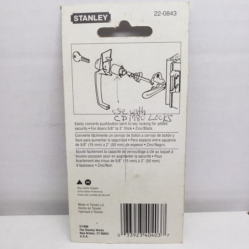 Stanley Pushbutton Key Lock Conversion Kit Black #22-0843