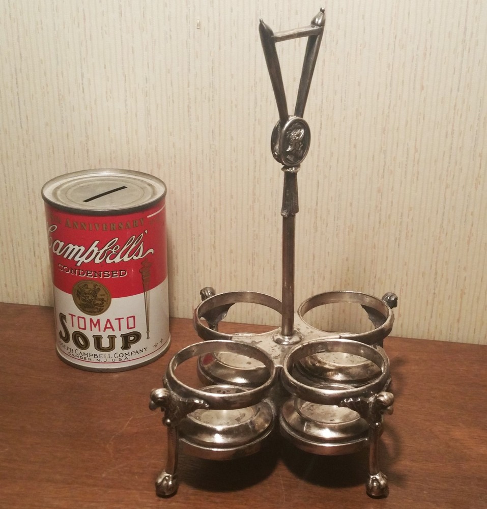 GARGOYLE reed & barton silver plate cruet caddy antique claw foot vampire bat