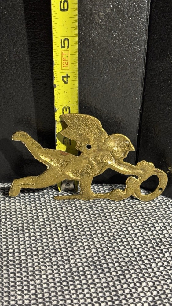 Victorian Antique Ornate Solid Brass Lovely Cherub Figural