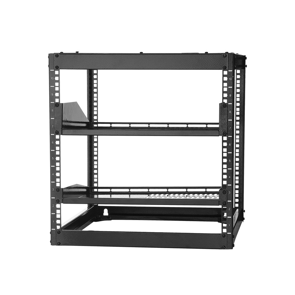 VEVOR 10U Open Frame Network Rack Wall Mounted Server Rack 4 Post with Shelves