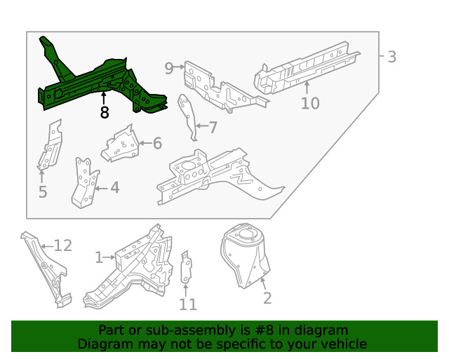 Genuine GM Front Driver Side Wheelhouse Panel Upper Outer Side Rail 19317086