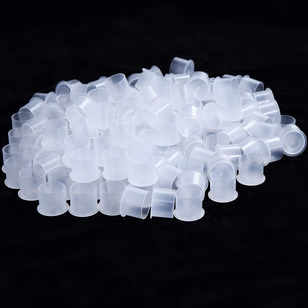 Ink Caps Small,500pcs Plastic Disposable Microblading Makeup Ink Cups with Ba...