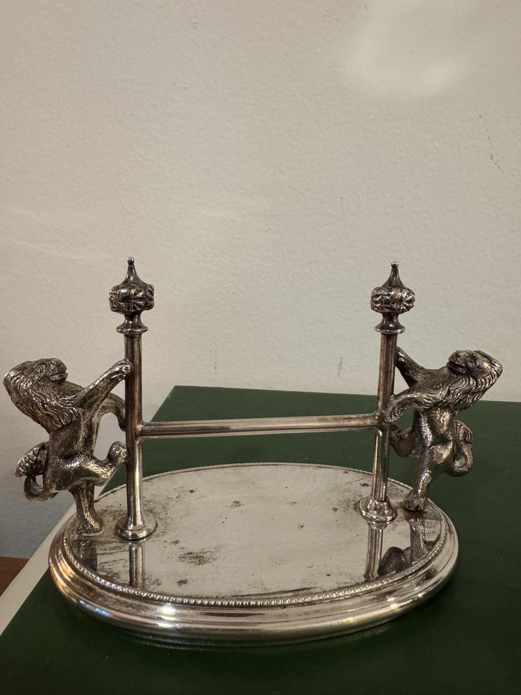 Pair of Vintage Silver Plate Lion Crest Knife Rests