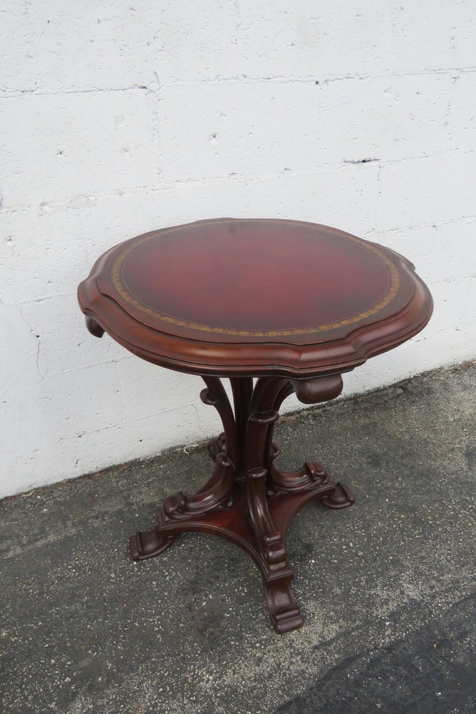 Mahogany Cherry Leather Top Side End Table 5956