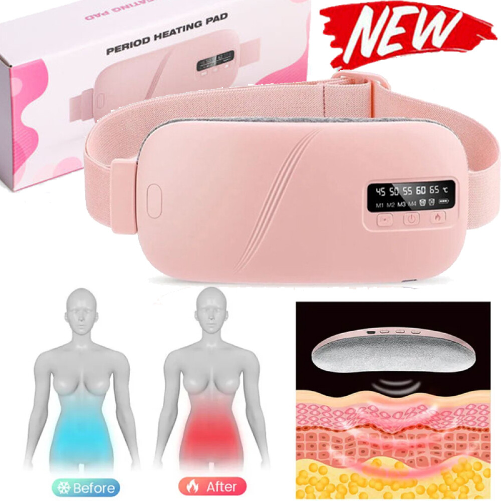 Electric Heating Menstrual Vibration Pad Belt For Period Pain Relief Cramps USB