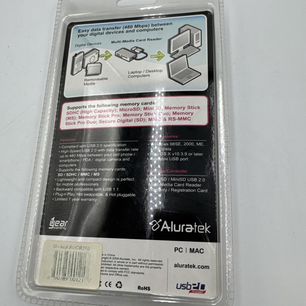 Aluratek Micro SD Mini SD USB 2.0 Card Reader We Combine Shipping
