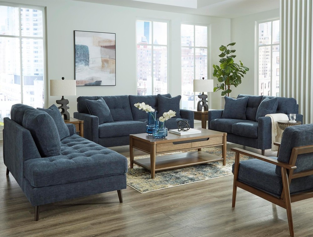 Bowery Hill Corner-blocked frame Navy Right-Arm Facing Corner Chaise