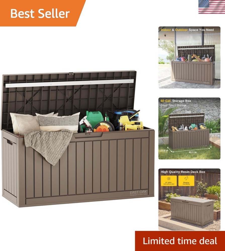 Modern 60 Gallon Waterproof Deck Box – Versatile Storage & Seating Solution