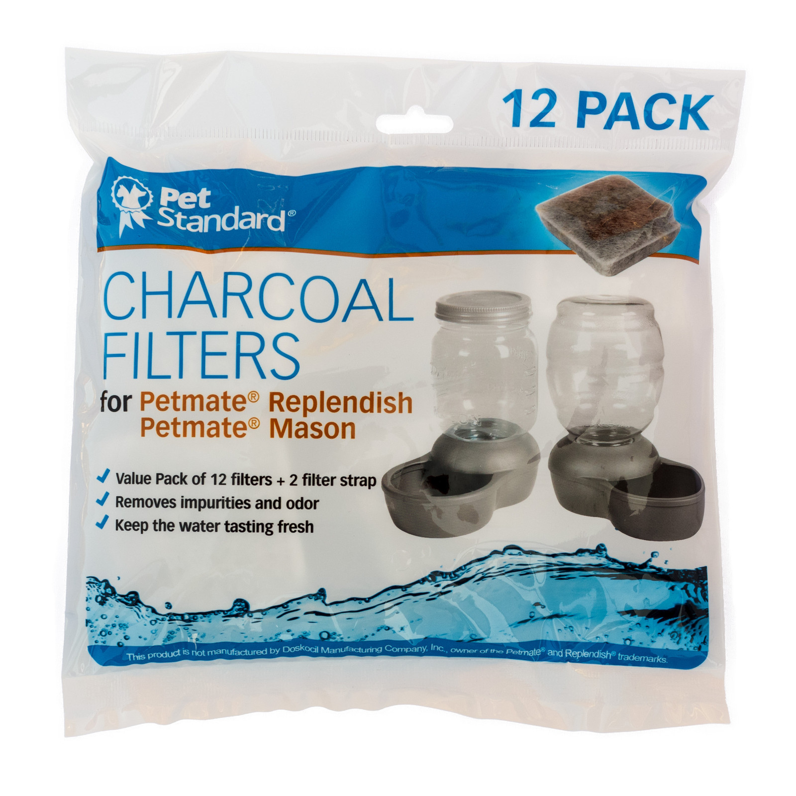 Filters for Petmate Replendish and Petmate Mason Pet Fountains, Pack of 12