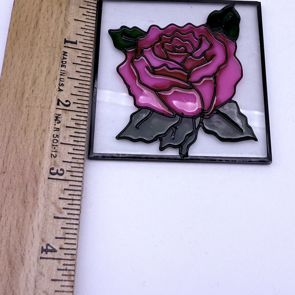 Handmade Stained Glass Rose Panel Minature