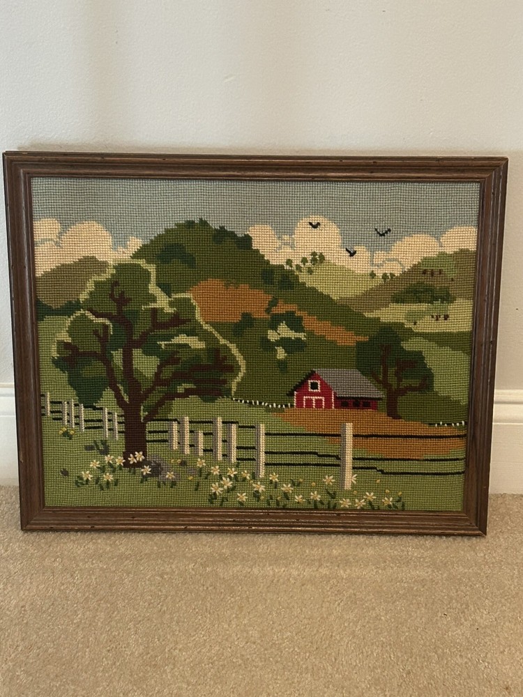 Vintage needlepoint framed picture
