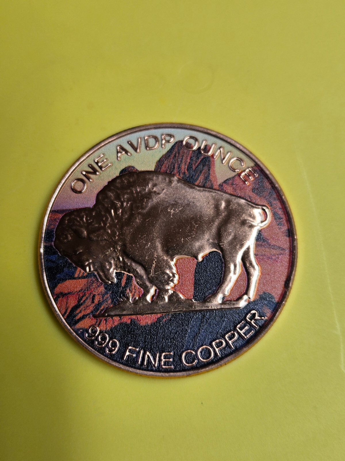 Colorized Copper BUFFALO Rounds .999 Fine Copper - Free Delivery