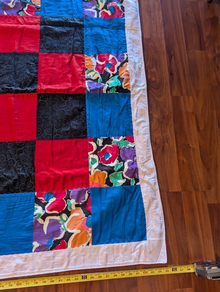Patchwork Lap Quilt Blanket Throw Multicolor 50”x 35” - Please See Video