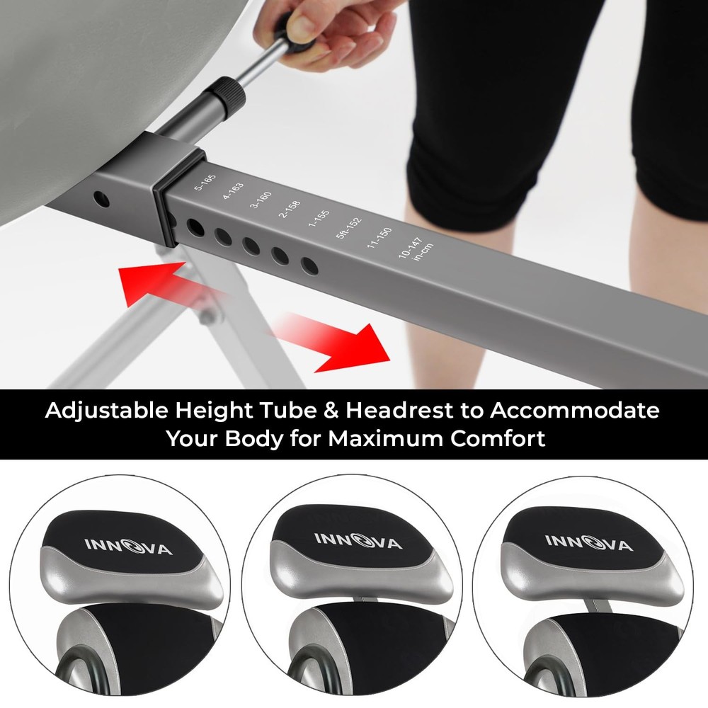 Innova ITX9900 Inversion Table with Air Lumbar Support, One Size, Black/Gray