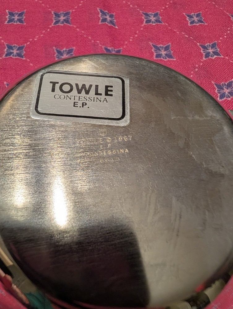 VTG Towle Silver Plated Contessina Trinket Dish Embossed Floral Handle EP 5.5”W