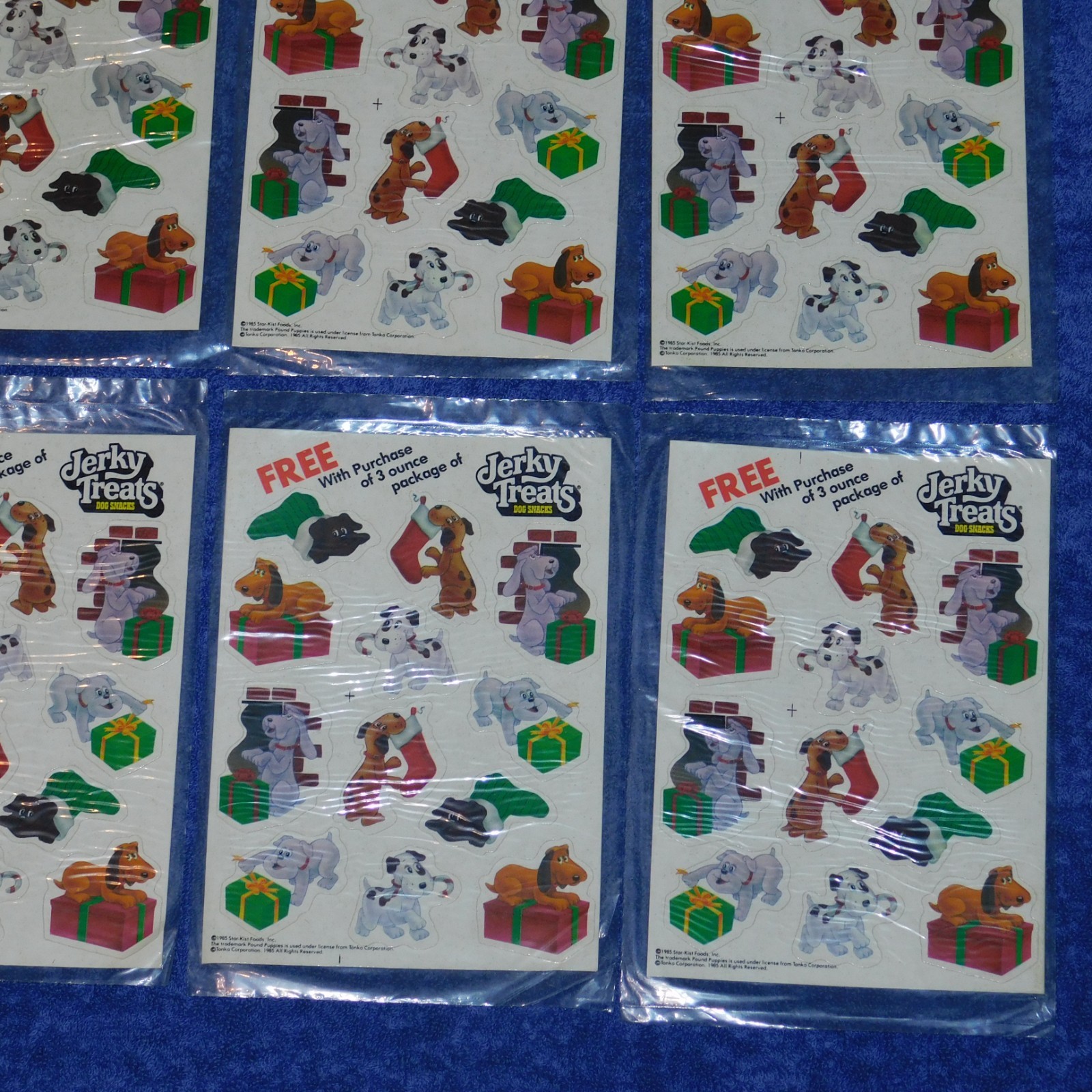 LOT OF 10 Vintage 1985 Jerky Treats Dog Snacks Pound Puppies 12 Stickers Sets