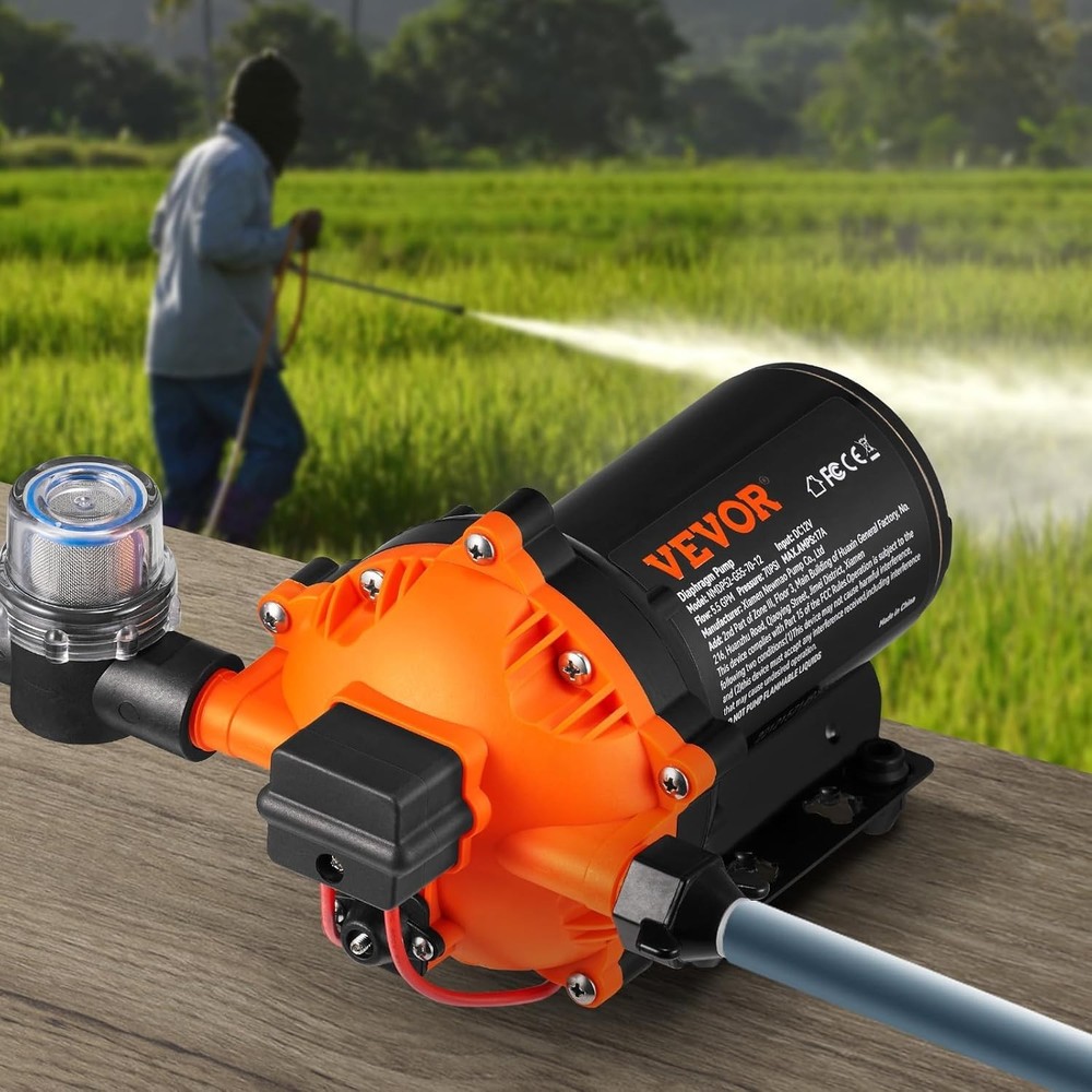 High-Performance 12V Sprayer Pump 5.5 GPM, Auto Pressure Switch, Quiet Operation