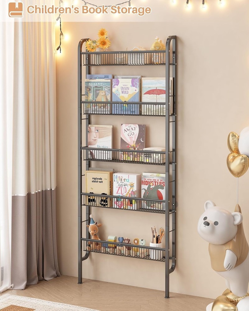 Behind the Door 5-Tier Black Storage Shelf: Modern and Versatile Solution