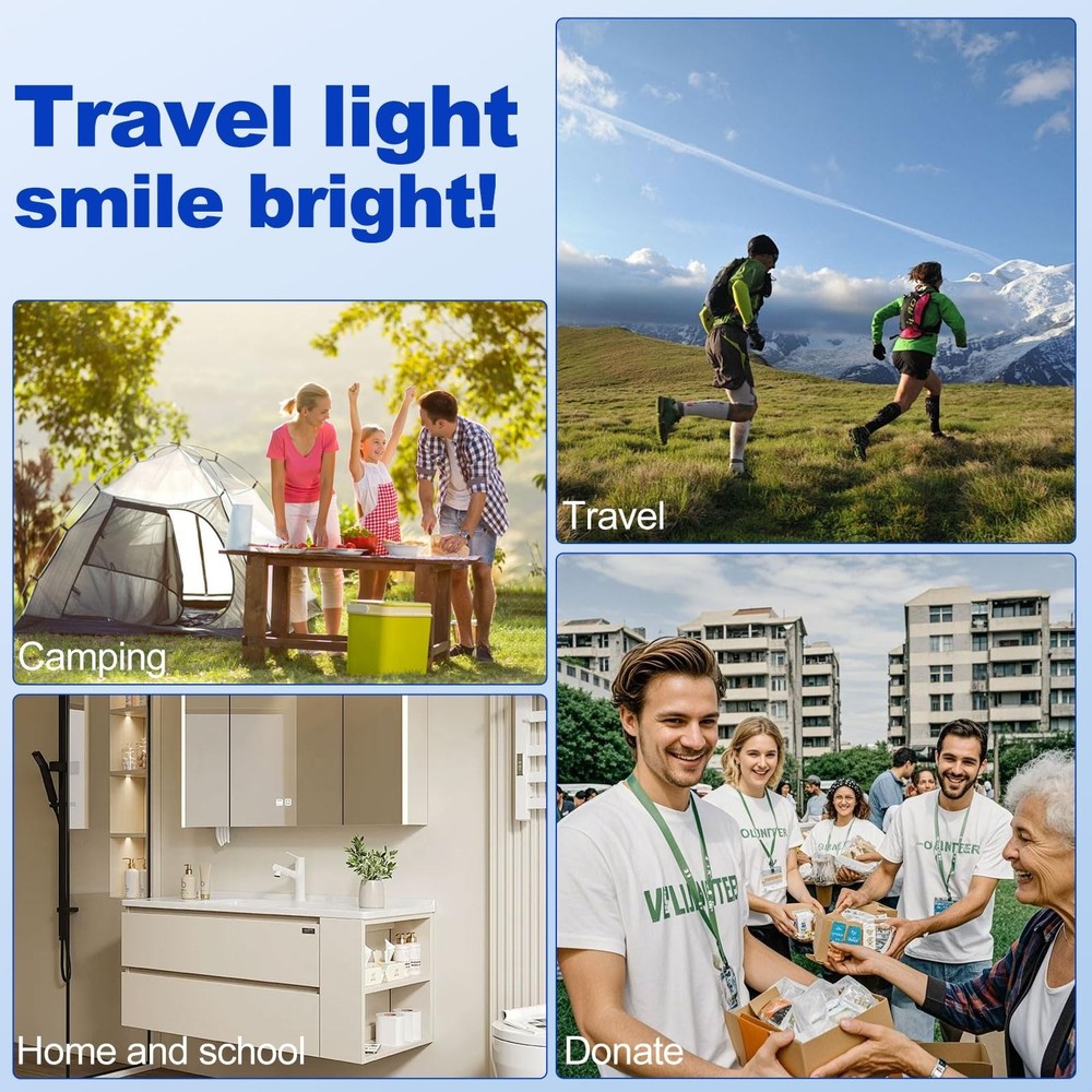 Disposable Toothbrushes with Toothpaste 200pcs (5 Colors) 200