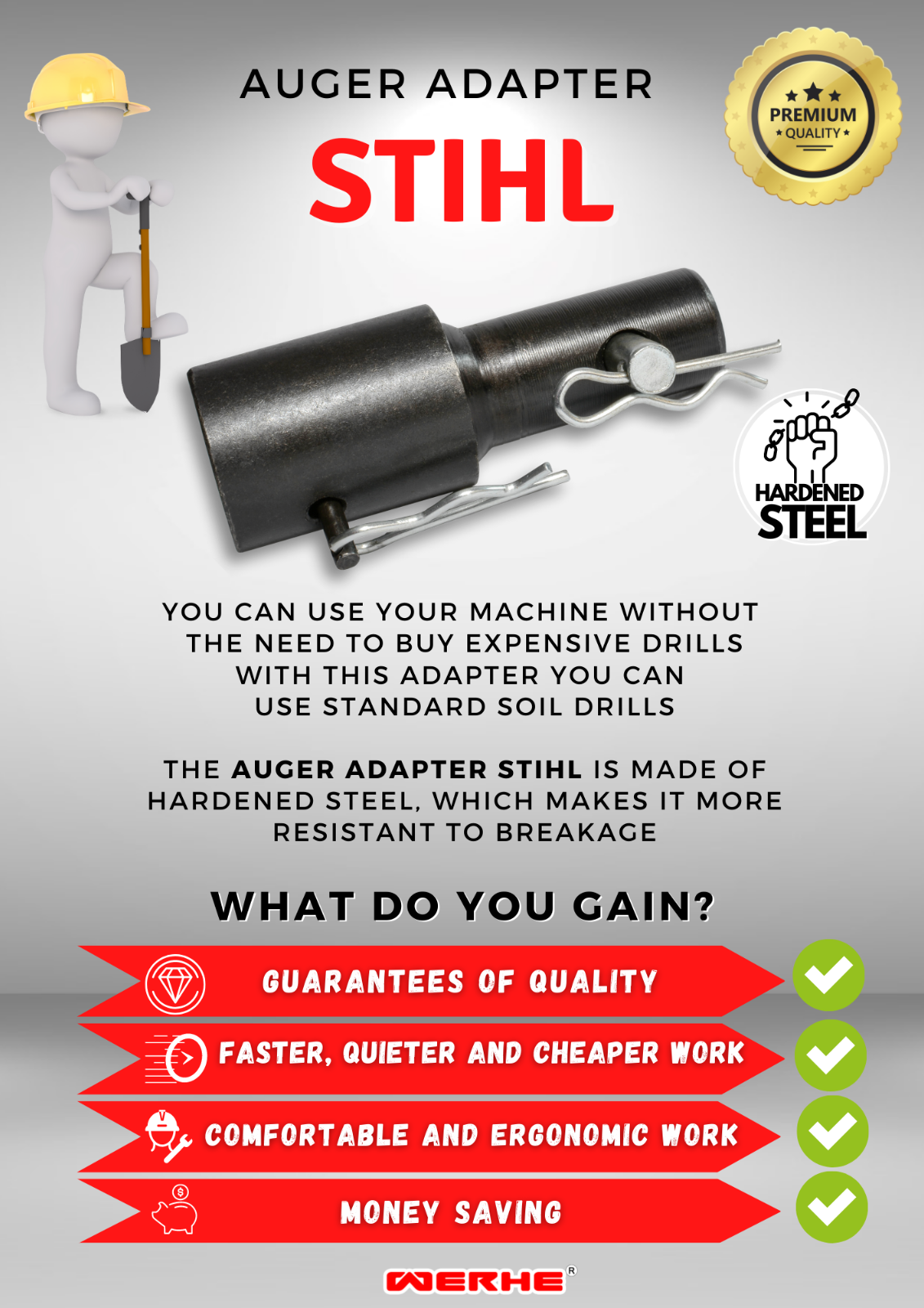 Adapter STIHL BT106C BT20C BT120 BT130 BT131 Erdbohrer Pfahlbohrer Bohrer