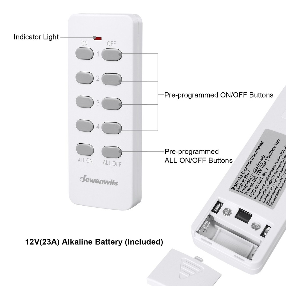 DEWENWILS Remote Control Lamp Socket E26/E27 Bulb Base Wireless Light Switch Kit