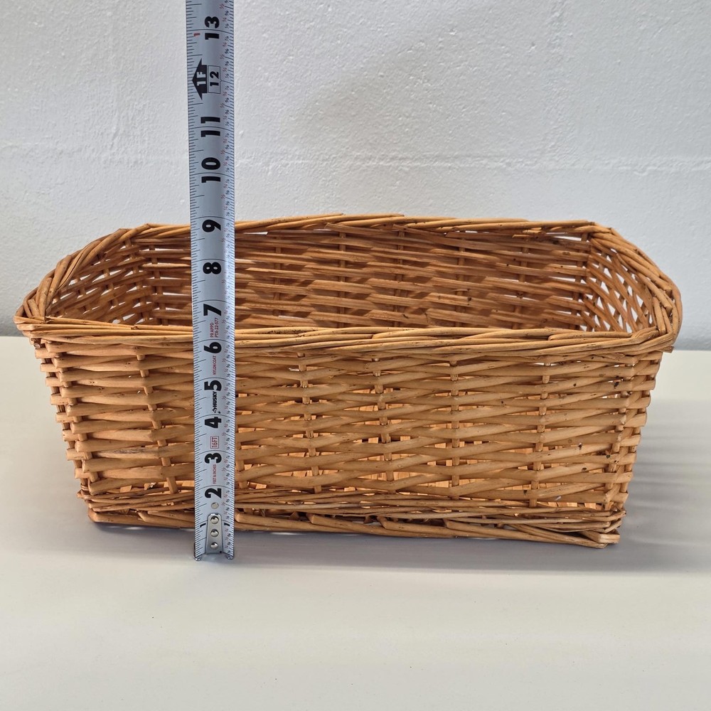 Rectangular Wicker Storage Basket Farmhouse Rustic Home Decor